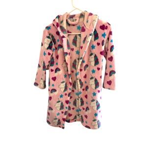 Arctic Paw Girls 10-11Y Unicorn Print Hooded Plush Robe Pockets Cozy